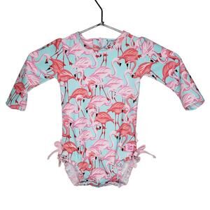 RuffleButts Toddler Girls Sz 6-12m Birds of Paradise Long Sleeve Swimsuit(1842)